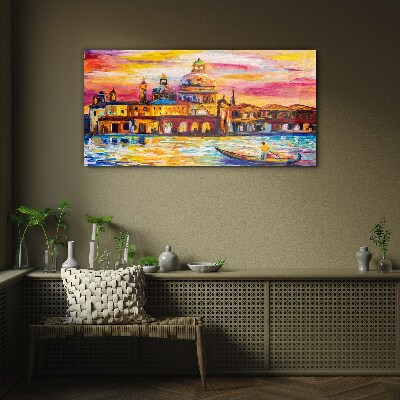 Glasbild Venedig in den Farben des Sonnenuntergangs
