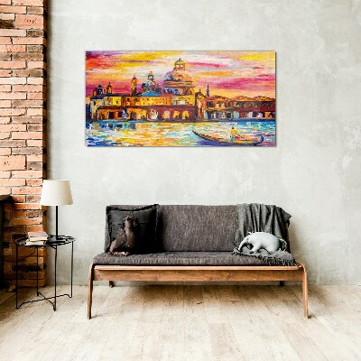Glasbild Venedig in den Farben des Sonnenuntergangs