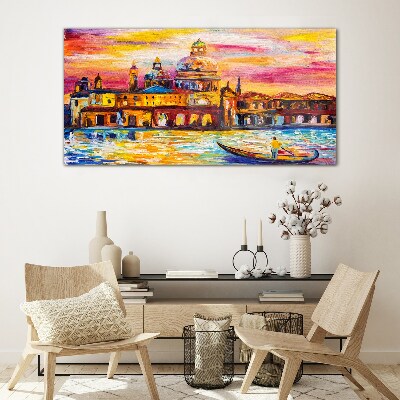 Glasbild Venedig in den Farben des Sonnenuntergangs