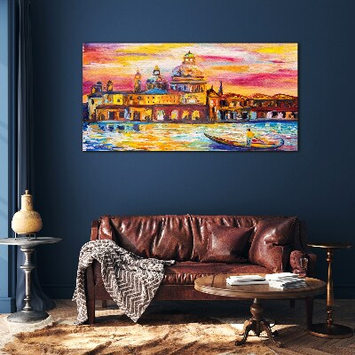 Glasbild Venedig in den Farben des Sonnenuntergangs