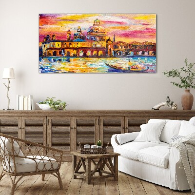 Glasbild Venedig in den Farben des Sonnenuntergangs