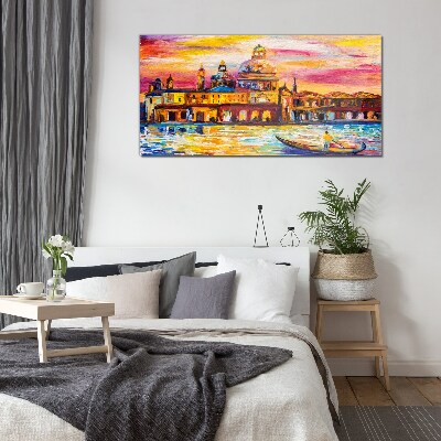Glasbild Venedig in den Farben des Sonnenuntergangs