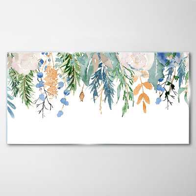 Glasbild Blumenlandschaft in Aquarell