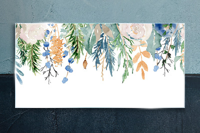 Glasbild Blumenlandschaft in Aquarell