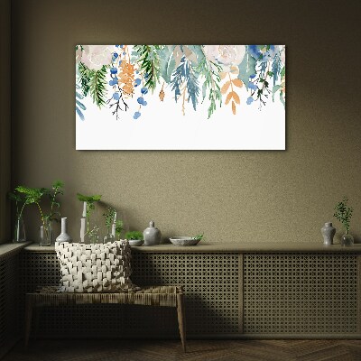 Glasbild Blumenlandschaft in Aquarell