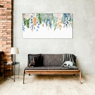 Glasbild Blumenlandschaft in Aquarell