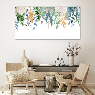 Glasbild Blumenlandschaft in Aquarell