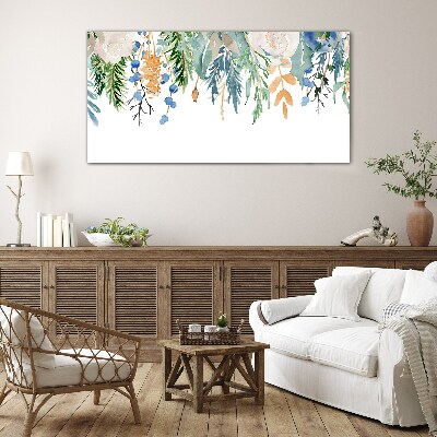Glasbild Blumenlandschaft in Aquarell