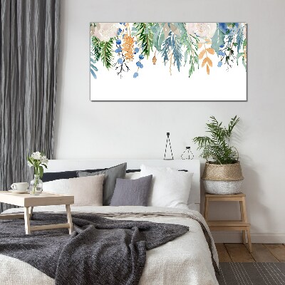 Glasbild Blumenlandschaft in Aquarell