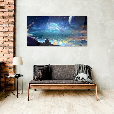 Bild auf glas Kosmische Nacht unter den Sternen