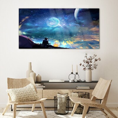 Bild auf glas Kosmische Nacht unter den Sternen