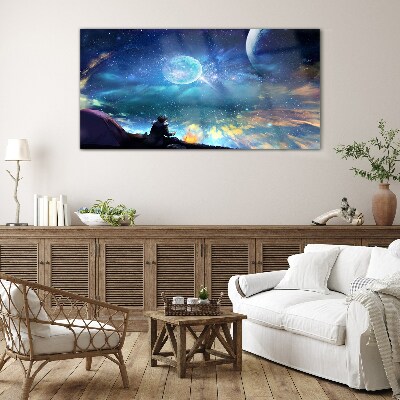 Bild auf glas Kosmische Nacht unter den Sternen