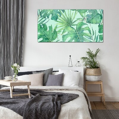Foto auf glas Tropisches Grün in Aquarell
