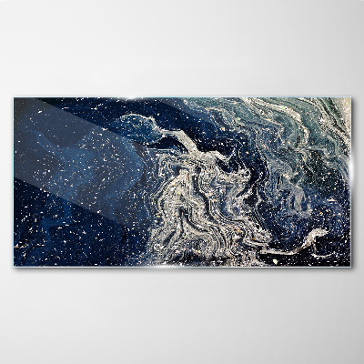Glasbild Meereswellen in Blautönen