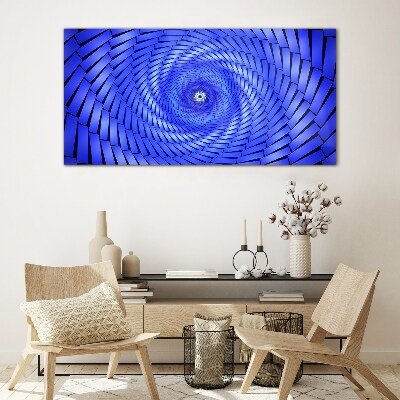 Foto glasbild Blauer geometrischer Wirbel