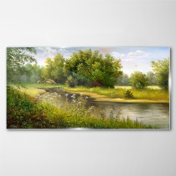 Foto auf glas Eine friedliche Landschaft am Fluss