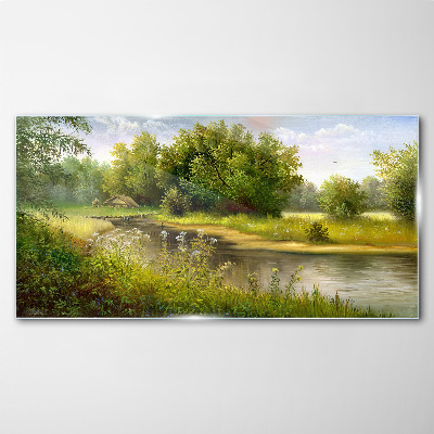 Foto auf glas Eine friedliche Landschaft am Fluss