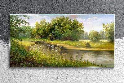 Foto auf glas Eine friedliche Landschaft am Fluss