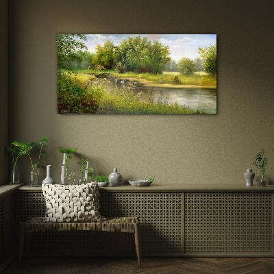 Foto auf glas Eine friedliche Landschaft am Fluss