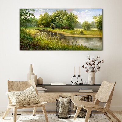 Foto auf glas Eine friedliche Landschaft am Fluss