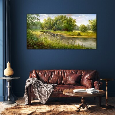 Foto auf glas Eine friedliche Landschaft am Fluss