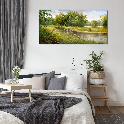 Foto auf glas Eine friedliche Landschaft am Fluss