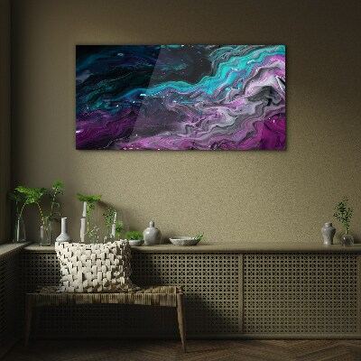Foto glasbild Wellen aus Farbe in Bewegung