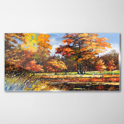 Glasbild Goldener Herbst im Park