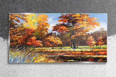 Glasbild Goldener Herbst im Park
