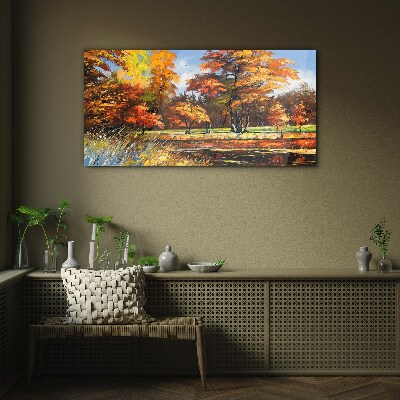 Glasbild Goldener Herbst im Park