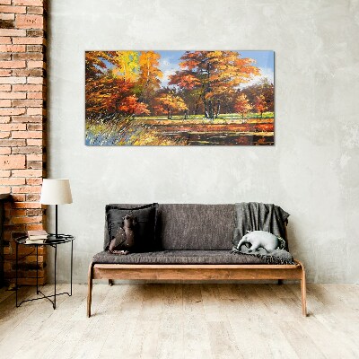 Glasbild Goldener Herbst im Park