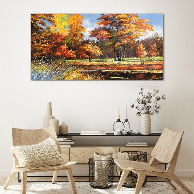 Glasbild Goldener Herbst im Park