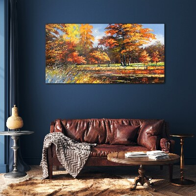 Glasbild Goldener Herbst im Park
