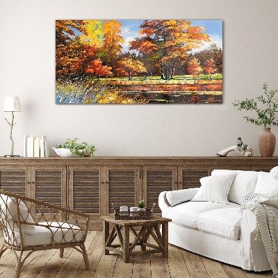 Glasbild Goldener Herbst im Park