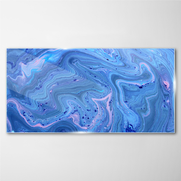 Glasbild Meereswellen aus blauem Marmor