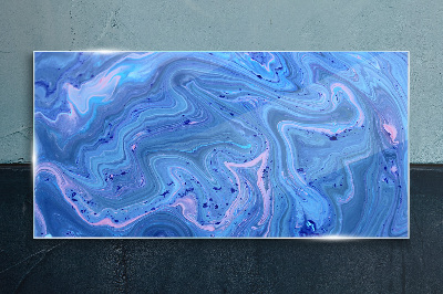 Glasbild Meereswellen aus blauem Marmor