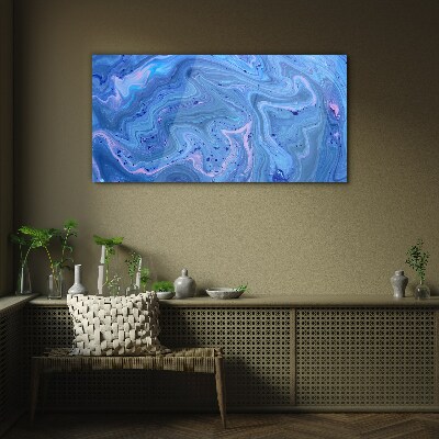 Glasbild Meereswellen aus blauem Marmor