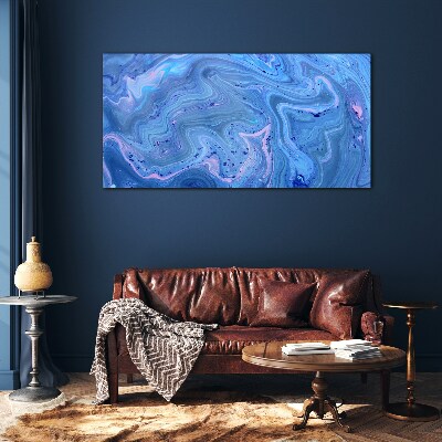 Glasbild Meereswellen aus blauem Marmor