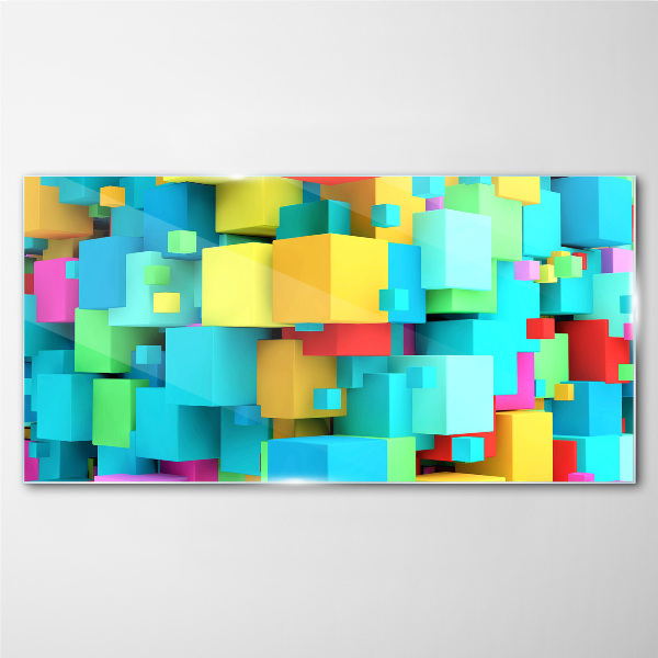 Bild auf glas Bunte Würfel auf einem 3D-Hintergrund