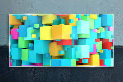 Bild auf glas Bunte Würfel auf einem 3D-Hintergrund
