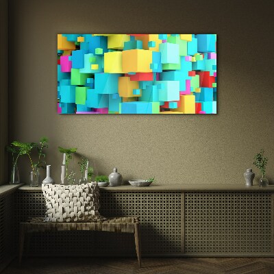 Bild auf glas Bunte Würfel auf einem 3D-Hintergrund