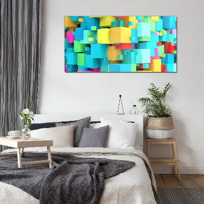 Bild auf glas Bunte Würfel auf einem 3D-Hintergrund