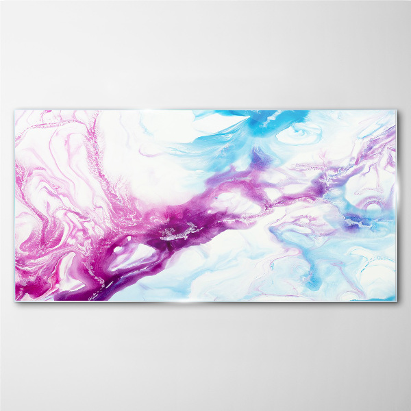 Glasbild Farbwellen in Blau und Pink