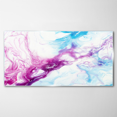 Glasbild Farbwellen in Blau und Pink