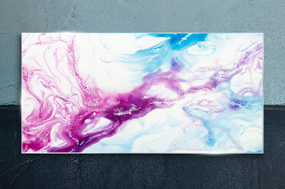 Glasbild Farbwellen in Blau und Pink