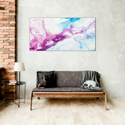Glasbild Farbwellen in Blau und Pink