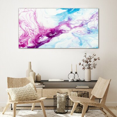 Glasbild Farbwellen in Blau und Pink