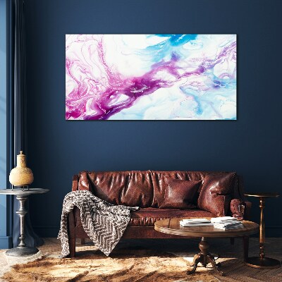 Glasbild Farbwellen in Blau und Pink