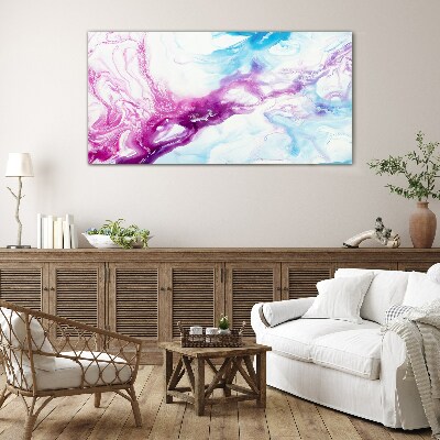 Glasbild Farbwellen in Blau und Pink