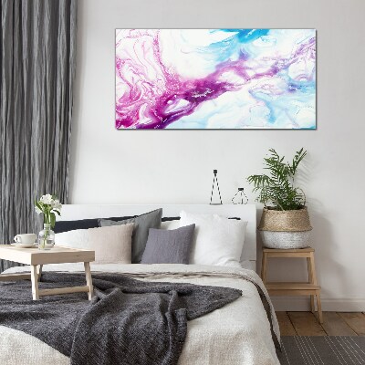 Glasbild Farbwellen in Blau und Pink